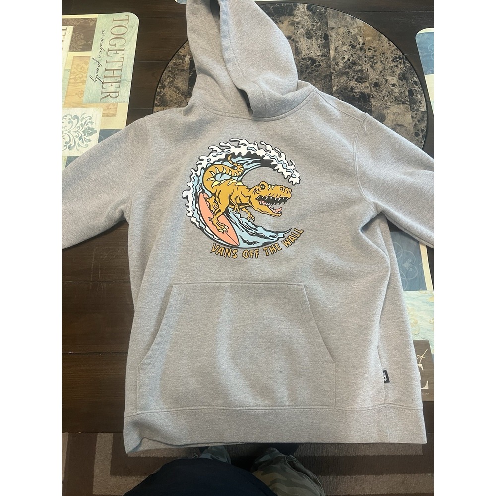 VANS Off the Wall Graphic Hoodie Sweatshirt Gray, Size Xl